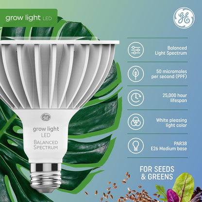 Grow LED Light Bulb for Plants Seeds and Greens with Balanced Light Spectrum, PAR38 Floodlight (1 Pack)