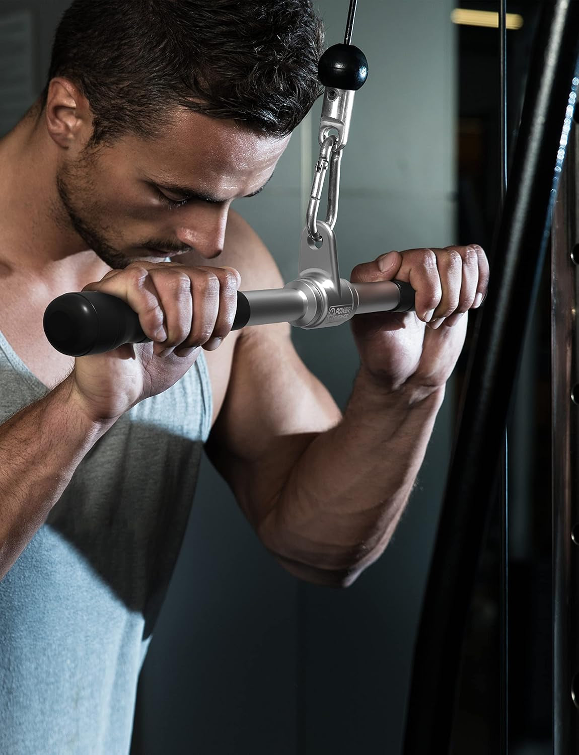 Triceps Pull down Attachment, Cable Machine Accessories for Home Gym, LAT Pull down Attachment Weight Fitness