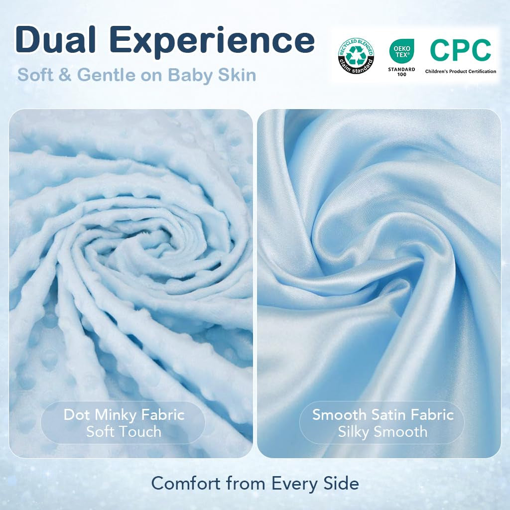 Teddy Bear Lovey Baby Security Blanket Loveys for Babies Boy Unisex Soft Blue Lovie Christmas Baby Gifts for Newborn Toddler 16 Inch