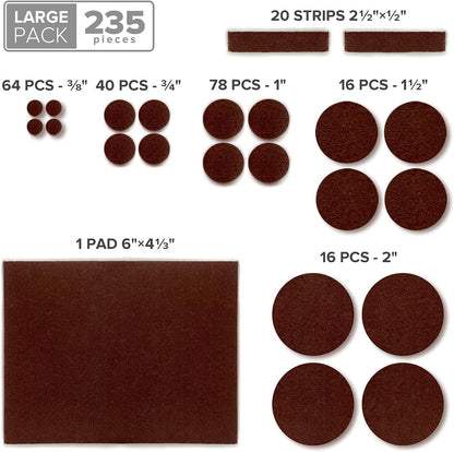 Felt Furniture Pads  235 PCS Premium Furniture Pads - Felt Pads Furniture Feet Best Wood Floor Protectors - Protect Your Hardwood & Laminate Flooring!